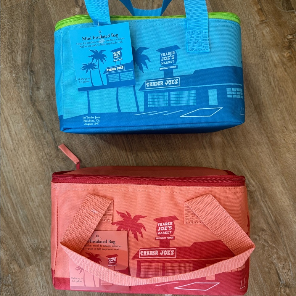 Trader Joe's Insulated Tote Bag Set - Blue and Red